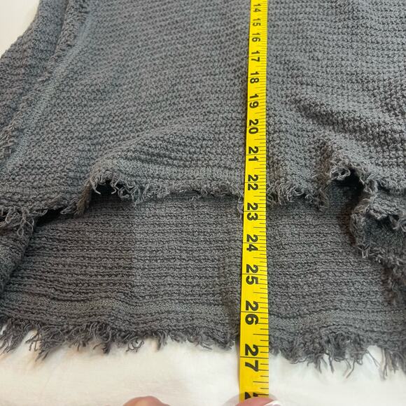 Ruby Moon Open Shoulder Sweater Gray Small Long Sleeve Boho Asymetric Raw Edge - Picture 7 of 8